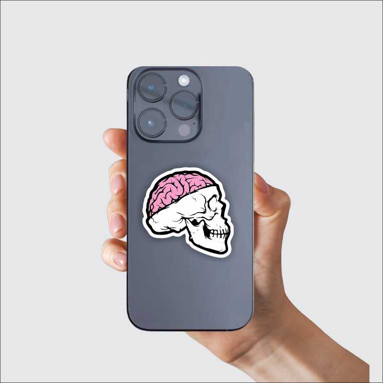 Skull With Brain Open Sticker
