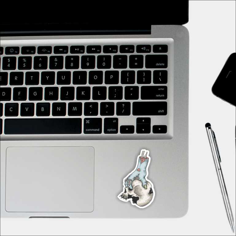 Zombie Hand Holding Skull Veectsy Sticker