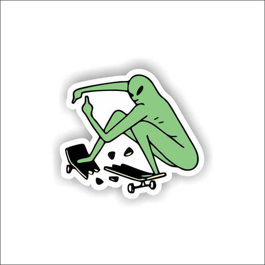 Alien On Skateboard Sticker
