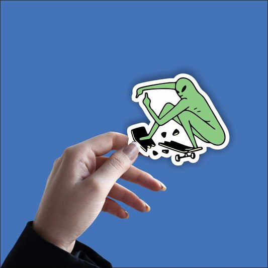 Alien On Skateboard Sticker