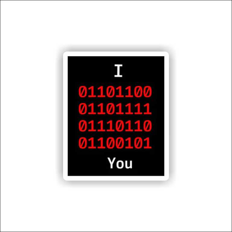 Love Binary Code Sticker