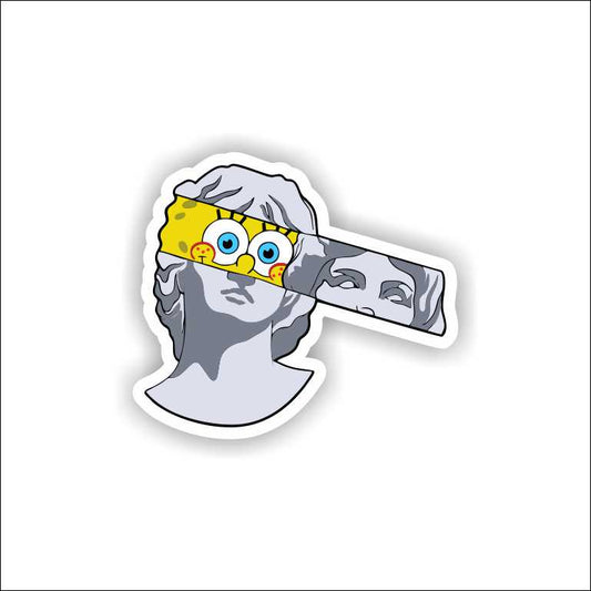 Sponge Bob Peeking From Great Statue Sticker