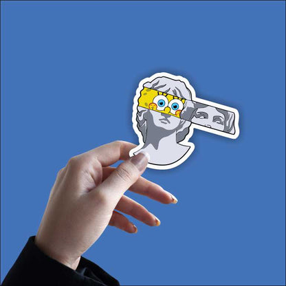 Sponge Bob Peeking From Great Statue Sticker