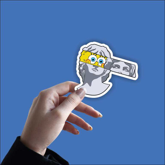 Sponge Bob Peeking From Great Statue Sticker