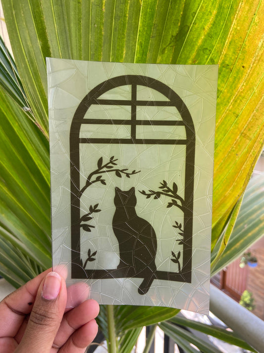 Window Watcher Cat Suncatcher Sticker