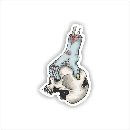 Zombie Hand Holding Skull Veectsy Sticker