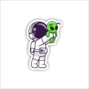 Astronaut Holding Baby Alien Sticker