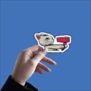 Cat with blower Sticker - Image 2