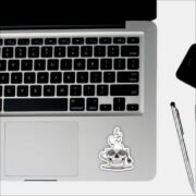Grinning skull tea cup Sticker - Image 4