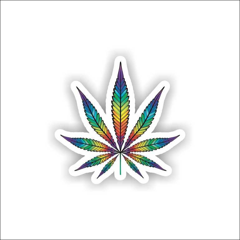 Rainbow Weed Leaf Rainbow Weed Leaf Sticker - Image 1