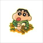Shinchan with sunflower Sticker