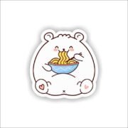 Teddy Eating Noodles Sticker