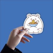 Teddy Eating Noodles Sticker - Image 2